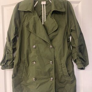 CAbi Olive Double-Breasted Trench Coat